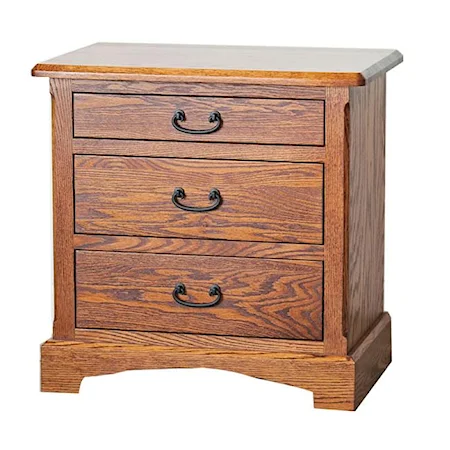 3-Drawer Night Stand with Bracket Feet